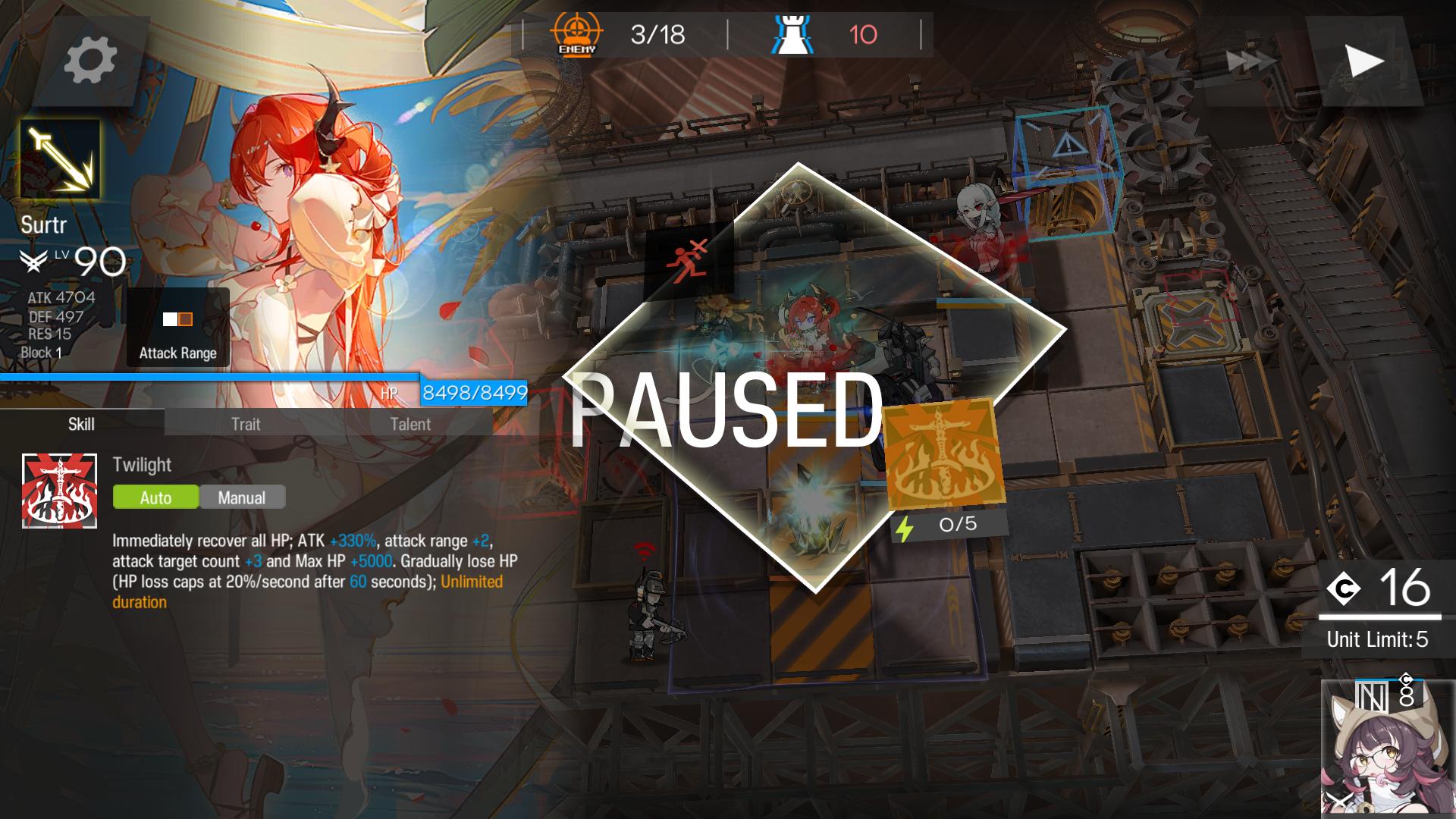 Surtr ATK with internal buffs and skill